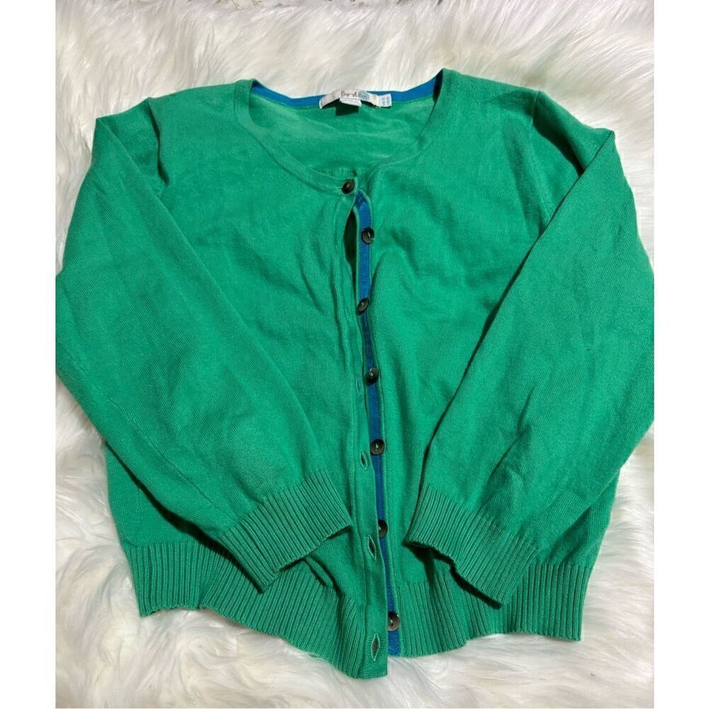 Boden green sweater button front 8